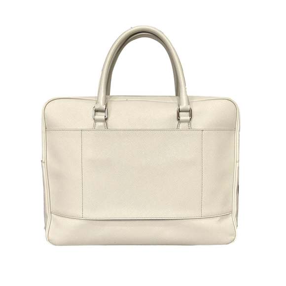 Prada Saffiano Ivory Leather Satchel Weekender Travel Tote Bag - Picture 2 of 12
